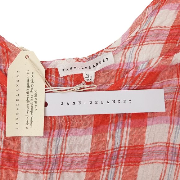 Jane Delancey Plaid Check Tank Top Womens Size XL Sleeveless Shoulder Bows NEW - Picture 7 of 9